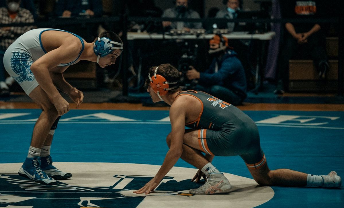 A Northampton wrestler in his stance