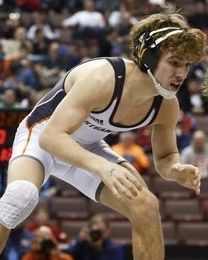Julian Chlebove in his stance in the 2019 state tournament