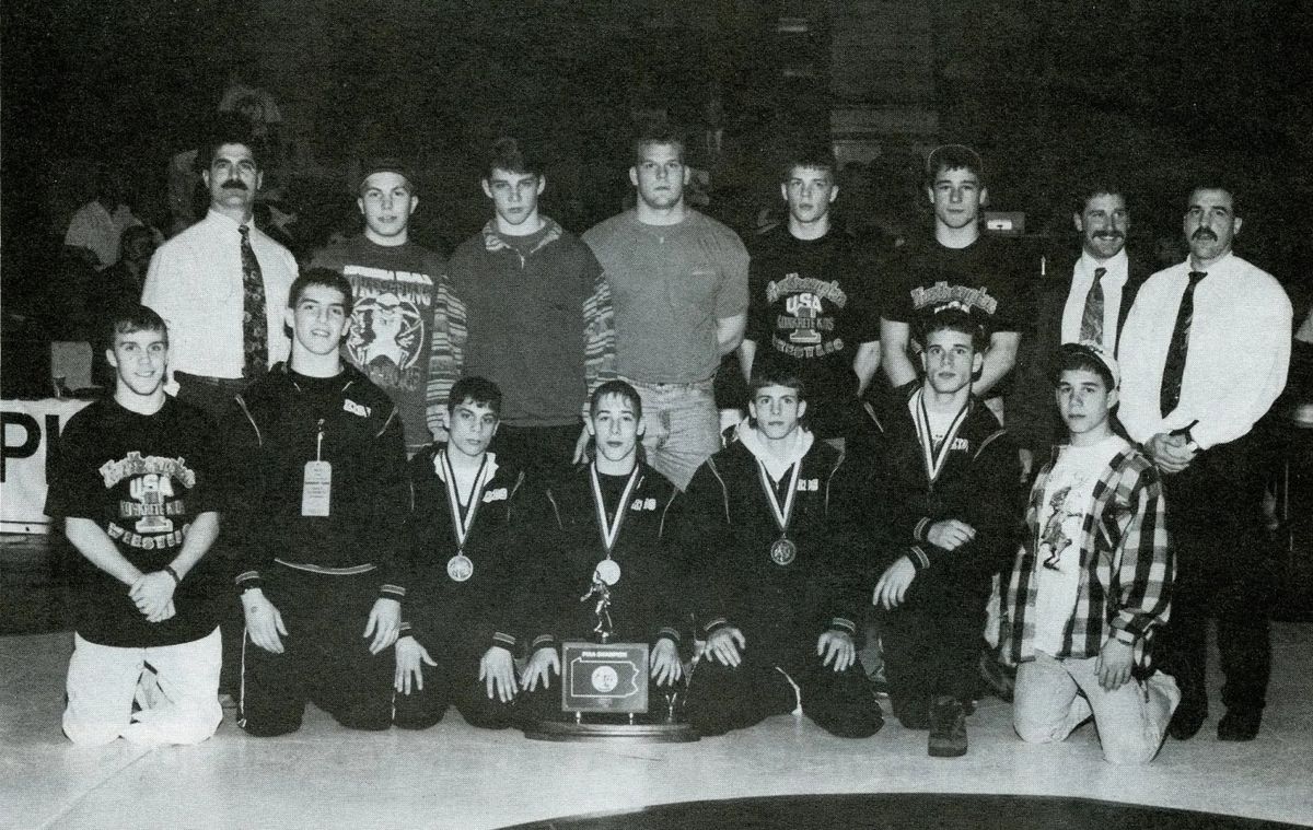 The 1992–93 Northampton team and coaches with the PIAA Class AAA team championship trophy