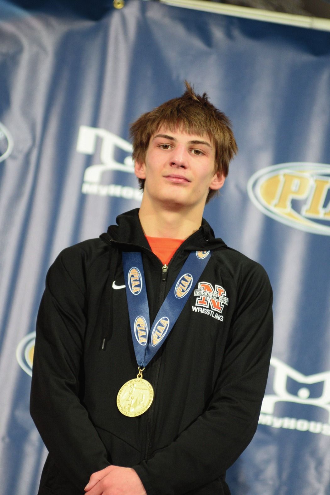 Brayden Wenrich wears his PIAA state championship gold medal